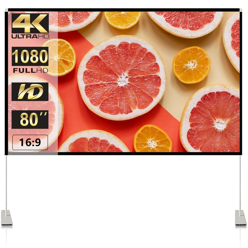 SKERELL Outdoor Projector Screen with Stand : Portable Projection Screen for Outside Theater Home Backyard Movies 80 inch [SKLI-080] - Image 1